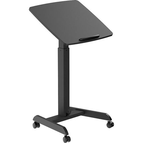 Worktrainer - Mobispot Schwarz - Höhe 76 - 113 cm - Breite 60 cm - Kleiner Gasfeder Bedienung - Höhenverstellbarer Schreibtisch auf Rollen - Stehpult mit Gasfederbedienung