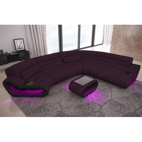 Stoffsofa Wohnlandschaft Concept C mit Licht USB Webstoff Strukturstoff