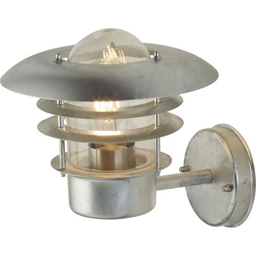 Wandlampe außen Metall Glas H: 25 cm IP44 in Silber E27 Maritim Außenwandleuchte