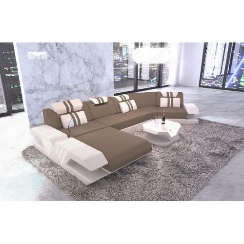 Stoffsofa Venedig mit Licht USB Webstoff Strukturstoff