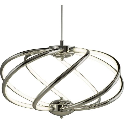 LED Hängelampe Metall Ø 51 cm H: max. 150 cm Chrom Weiß rund 3000 K warmweiß 2417 lm Modern