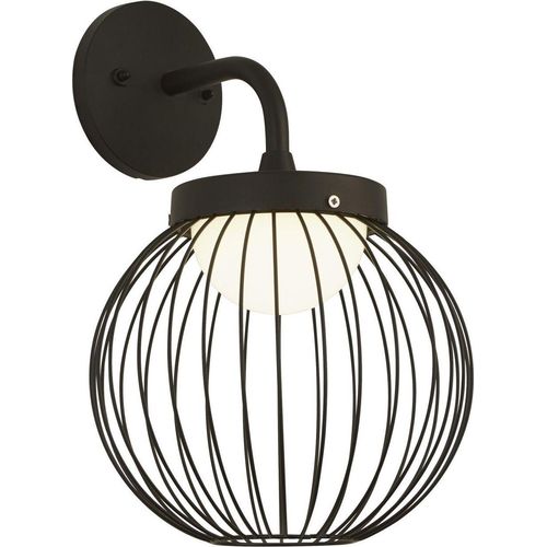 LED Wandleuchte außen Aluminium IP44 H: 39 cm Schwarz Weiß Kugelschirm warmweiß 3000 K 1460 lm Modern