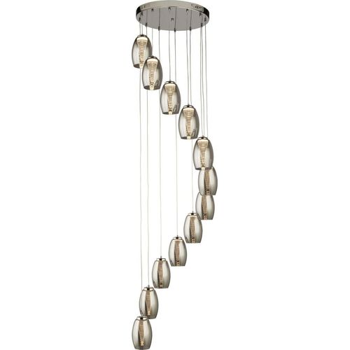 Hängelampe LED Metall D: 52 cm H: max. 200 cm Chrom Rauchgrau rund 3000 K warmweiß 1705 lm Modern