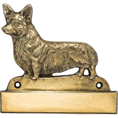 Pembroke Welsh Corgi - Haustürschild mit Hund, Messingschild mit Namen, personalisiertes Türschild mit Markennamen Art-Dog
