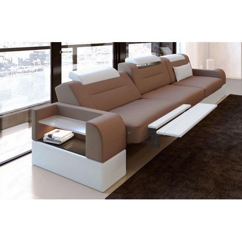 Dreisitzer Stoffsofa Parma mit Licht USB Webstoff Strukturstoff