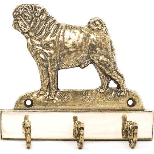 Mops, Pug, Carlin, Carlino, Doguillo - Schlüsselhalter mit Hund, Messinggriff für Hundezubehör, elegante Dekoration für den Flur der Marke Art-Dog