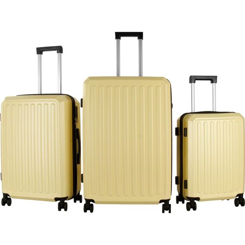 Aga Travel Koffer Set 3 teilig Größen L/M/S, Gepäck: ABS Hartschalen Trolleys mit TSA Kombinationsschloss MR4668 Beige