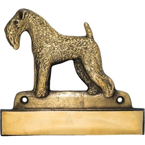 Kerry Blue Terrier, Irish Blue Terrier - Haustürschild mit Hund, Messingschild mit Namen, personalisiertes Türschild mit Markennamen Art-Dog