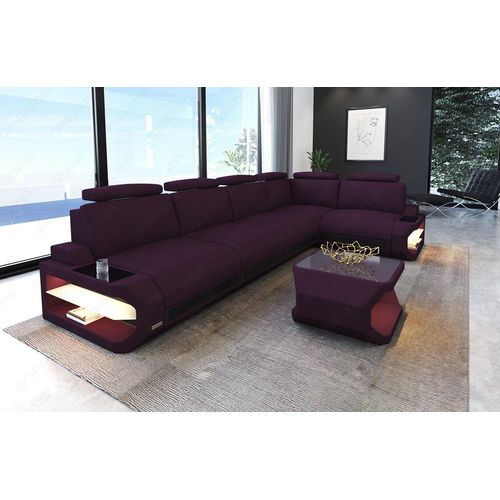 Sofa Siena L lang mit Licht USB Webstoff Strukturstoff