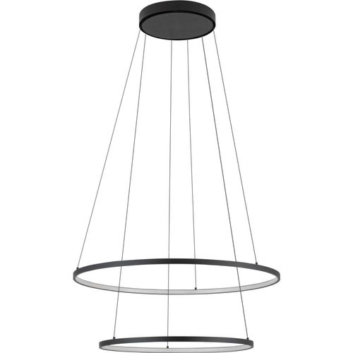 Hängelampe Aluminium Metall LED Ø 60 cm H: max. 140 cm Schwarz rund warmweißes Licht 3000 K 1200 lm Modern