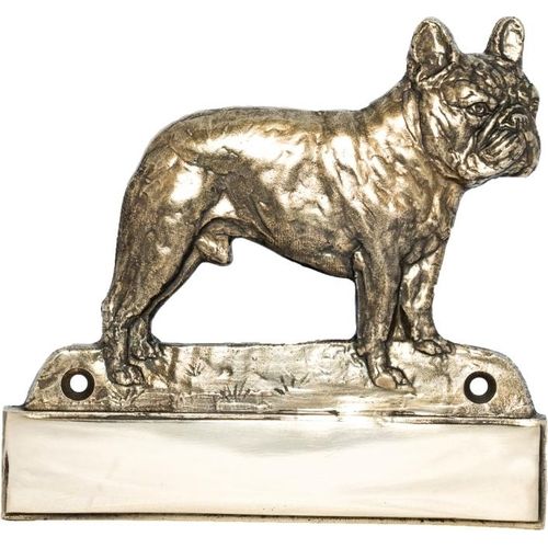 Französische Bulldogge - Haustürschild mit Hund, Messingschild mit Namen, personalisiertes Türschild mit Markennamen Art-Dog