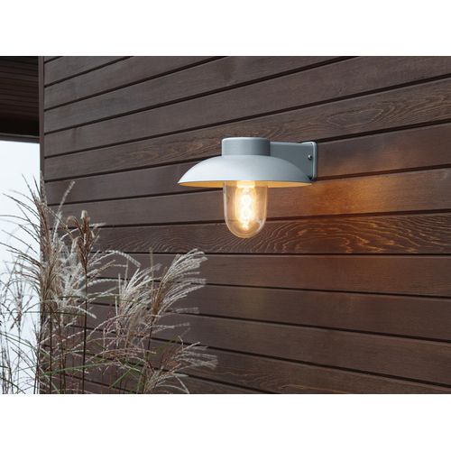 LED Außenwandleuchte Aluminium Silbergrau im Landhausstil, Fassadenbeleuchtung