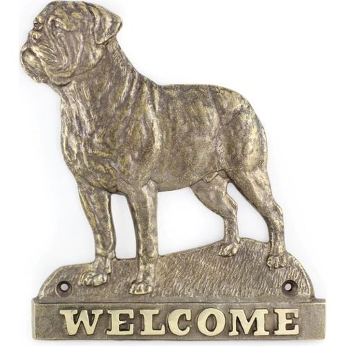 Bullmastiff - Türschild mit Hund, messingfarbenes Willkommensschild, einzigartiges Schild mit der Aufschrift Welcome von der Marke Art-Dog