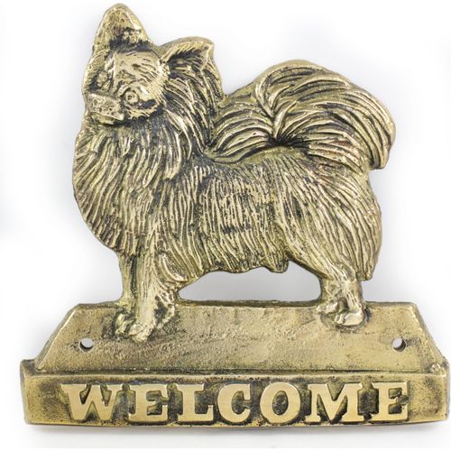 Chihuahua Langhaar - Türschild mit Hund, messingfarbenes Willkommensschild, einzigartiges Schild mit der Aufschrift Welcome von der Marke Art-Dog