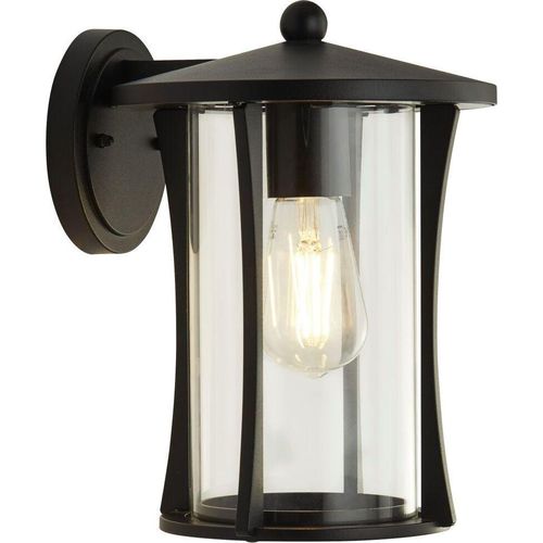 Außenlampe Wand Aluminium Glas 28 cm hoch IP44 Schwarz E27 Vintage Wandlampe außen
