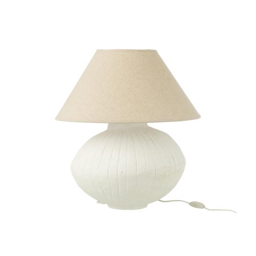 J-line – Lampentopf + Schirm aus Pappmaché weiß – 35 x 45 x 52 cm