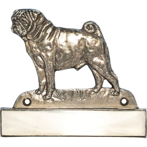 Mops, Pug, Carlin, Carlino, Doguillo - Haustürschild mit Hund, Messingschild mit Namen, personalisiertes Türschild mit Markennamen Art-Dog