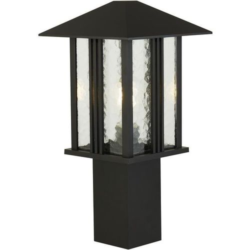 Wegeleuchte Glas E27 IP44 45 cm hoch Schwarz Rustikal Außenleuchte