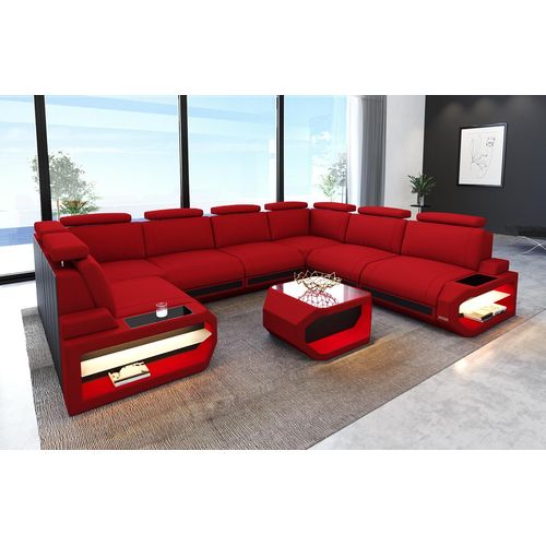 Sofa Wohnlandschaft Siena mit Licht USB Webstoff Strukturstoff