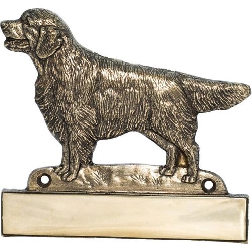 Golden Retriever - Haustürschild mit Hund, Messingschild mit Namen, personalisiertes Türschild mit Markennamen Art-Dog