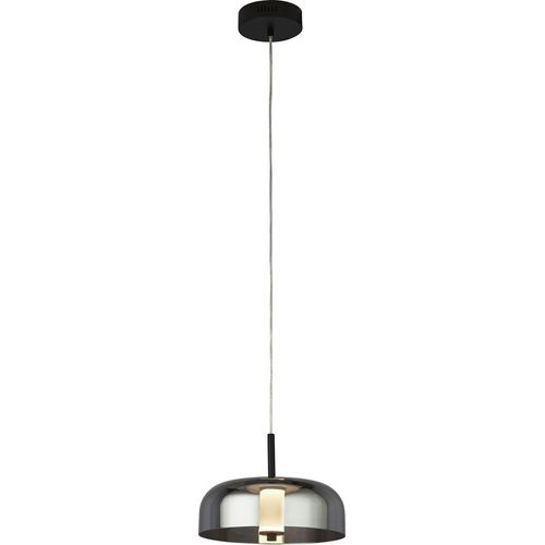 Hängelampe LED Metall Rauchglas rund Ø 30 cm H: max. 120 cm Schwarz Rauchgrau 3000 K warmweißes Licht 388 lm