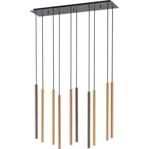 Hängeleuchte Metall H: max. 130 cm in Schwarz Braun matt Kupfer matt Gold matt G9 länglich Modern