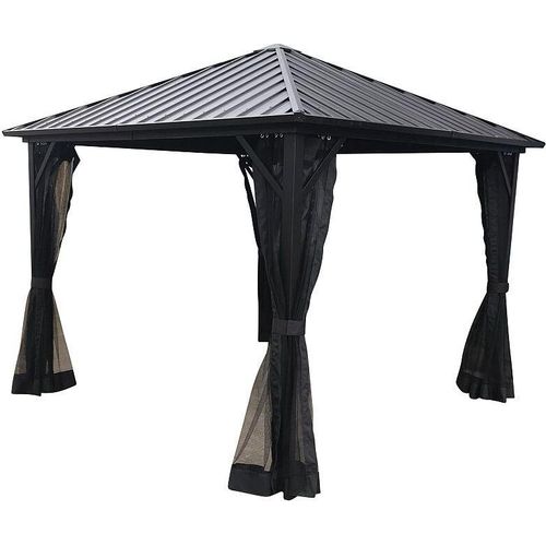 Pavillon NOVARA 3x3 Meter, mit Dach aus Metallplatten, dunkelgrau
