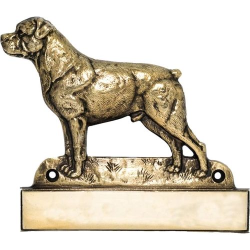 Rottweiler - Haustürschild mit Hund, Messingschild mit Namen, personalisiertes Türschild mit Markennamen Art-Dog