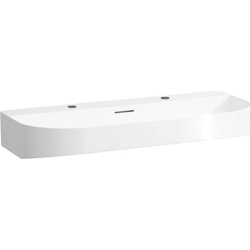 Laufen Sonar Wastafel 100x42x14,5 cm 2 kraangat met overloop Wit