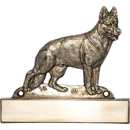 Deutscher Schäferhund - Haustürschild mit Hund, Messingschild mit Namen, personalisiertes Türschild mit Markennamen Art-Dog
