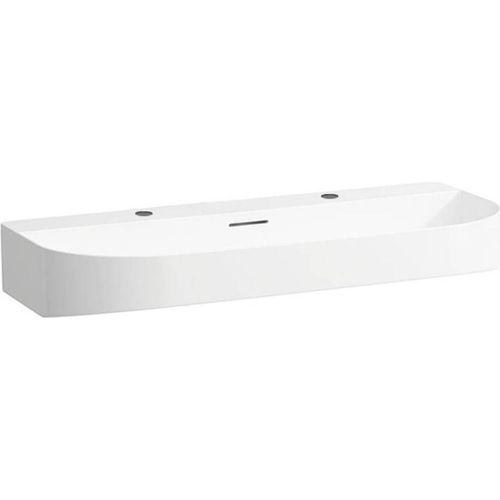 Laufen Sonar Wastafel 100x42x14,5 cm 2 kraangat met overloop Mat Wit