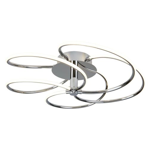 LED Deckenlampe Edelstahl 56 cm breit Chrom Weiß 3000 K warmweißes Licht 2661 lm Modern Deckenleuchte