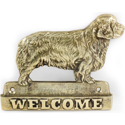 Clumber Spaniel - Türschild mit Hund, messingfarbenes Willkommensschild, einzigartiges Schild mit der Aufschrift Welcome von der Marke Art-Dog