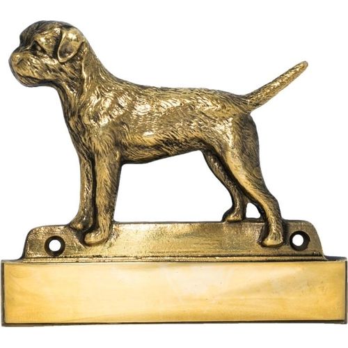 Border Terrier - Haustürschild mit Hund, Messingschild mit Namen, personalisiertes Türschild mit Markennamen Art-Dog