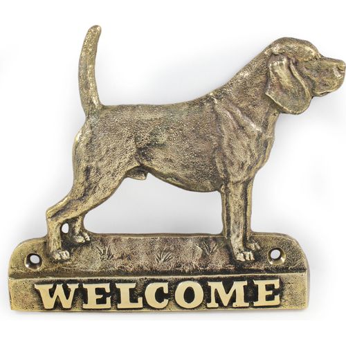 Beagle - Türschild mit Hund, messingfarbenes Willkommensschild, einzigartiges Schild mit der Aufschrift Welcome von der Marke Art-Dog