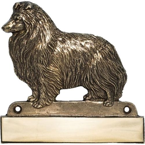 Sheltie - Haustürschild mit Hund, Messingschild mit Namen, personalisiertes Türschild mit Markennamen Art-Dog