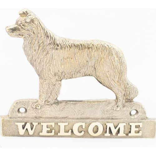Border Collie - Türschild mit Hund, messingfarbenes Willkommensschild, einzigartiges Schild mit der Aufschrift Welcome von der Marke Art-Dog