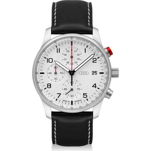 Original Audi Chronograph, Herren, silber/weiß Uhr Herrenuhr Armbanduhr 3102200100