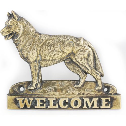 Siberian Husky - Türschild mit Hund, messingfarbenes Willkommensschild, einzigartiges Schild mit der Aufschrift Welcome von der Marke Art-Dog