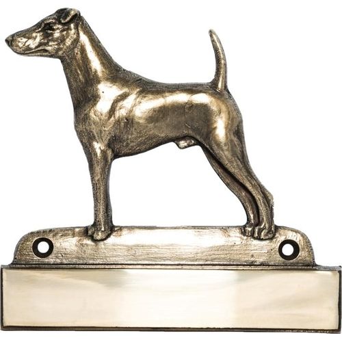 Fox Terrier Glatthaar, Foxterrier - Haustürschild mit Hund, Messingschild mit Namen, personalisiertes Türschild mit Markennamen Art-Dog