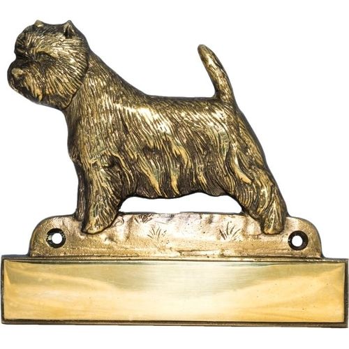 West Highland White Terrier, Weißer Hochlandterrier, Westie - Haustürschild mit Hund, Messingschild mit Namen, personalisiertes Türschild mit Markennamen Art-Dog