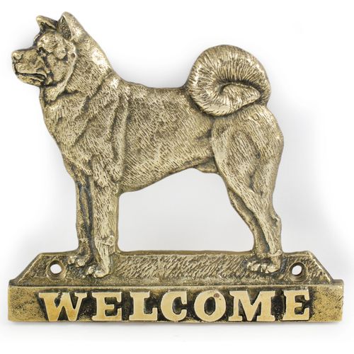 Akita, Akita Inu - Türschild mit Hund, messingfarbenes Willkommensschild, einzigartiges Schild mit der Aufschrift Welcome von der Marke Art-Dog