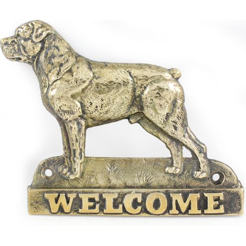 Rottweiler - Türschild mit Hund, messingfarbenes Willkommensschild, einzigartiges Schild mit der Aufschrift Welcome von der Marke Art-Dog