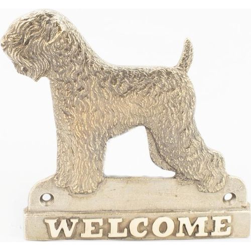Russischer Schwarzer Terrier, Russkiy Tchiorny Terrier - Türschild mit Hund, messingfarbenes Willkommensschild, einzigartiges Schild mit der Aufschrift Welcome von der Marke Art-Dog
