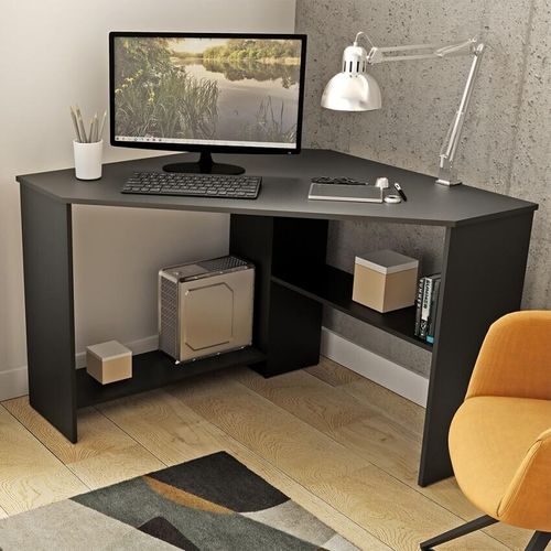Helvetia Rino Eckschreibtisch Schwarz Onyx 80x73x80 cm Laminat