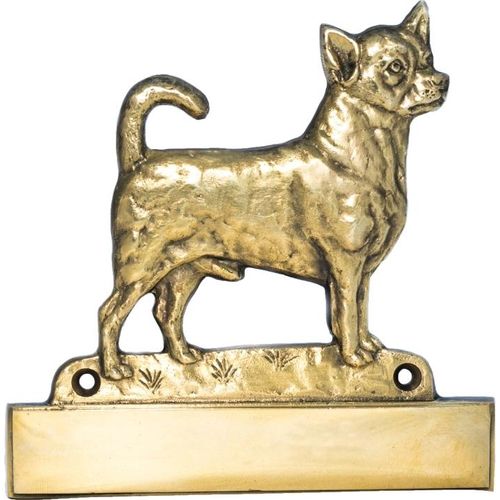 Chihuahua Kurzhaar - Haustürschild mit Hund, Messingschild mit Namen, personalisiertes Türschild mit Markennamen Art-Dog