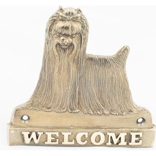 Yorkshire Terrier - Türschild mit Hund, messingfarbenes Willkommensschild, einzigartiges Schild mit der Aufschrift Welcome von der Marke Art-Dog