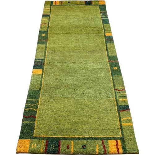 Teppich GABBEH ROYAL | Farbe: Olive; Größe: 80x200 cm | strapazierfähig und leicht zu reinigen | Wohnzimmer | Schlafzimmer