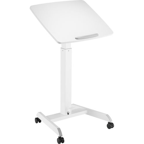 Worktrainer - Mobispot Weiß - Höhe 76 - 113 cm - Breite 60 cm - Kleiner Gasfeder Bedienung - Höhenverstellbarer Schreibtisch auf Rollen - Stehpult mit Gasfederbedienung