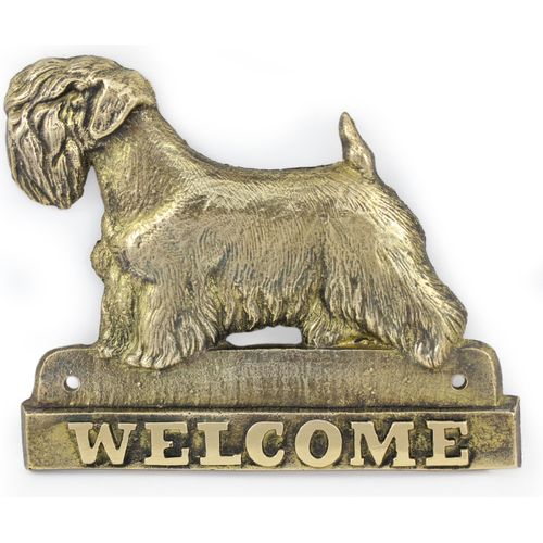 Sealham Terrier - Türschild mit Hund, messingfarbenes Willkommensschild, einzigartiges Schild mit der Aufschrift Welcome von der Marke Art-Dog